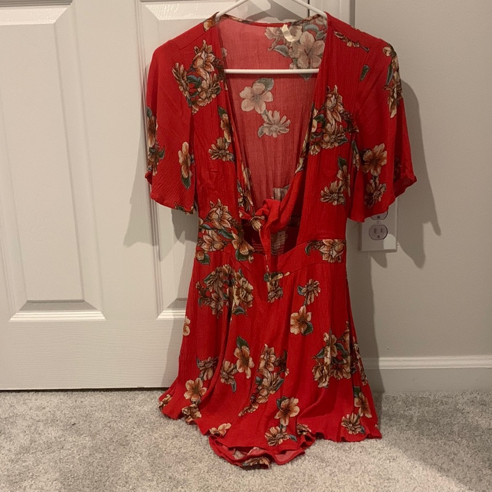 Beautiful red with flowers romper